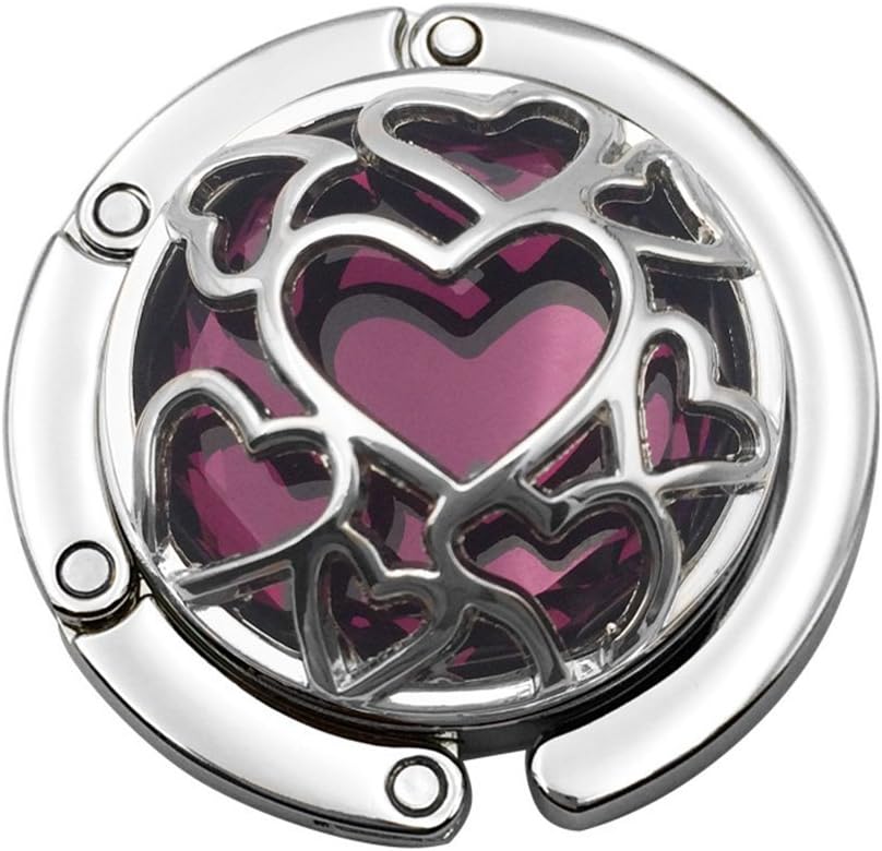 Multiple Hearts Style Premium Foldable Handbag Bag Purse Hanger Table Hook Holder (Gray)