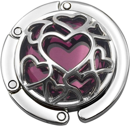 Multiple Hearts Style Premium Foldable Handbag Bag Purse Hanger Table Hook Holder (Gray)