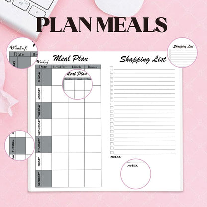 qianshan Travelers Notebook Inserts with PVC Sleeve,Undated Weekly Planner,Weekly To Do List Notepad,TN Journal,30 Sheets,8.5" x 4.7",Pocket Travelers Notebook for Journals,Diaries,Planners,Pink Cat