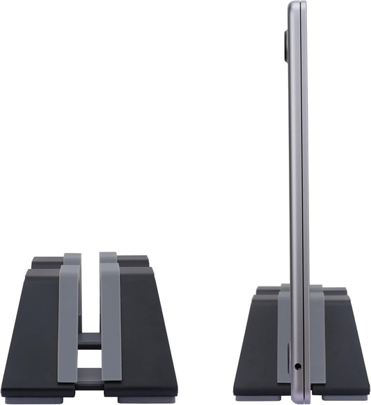 Adjustable Dual Vertical Laptop Stand - Supports 2 Devices Holder, Fit for All Laptops(10-30mm Thickness) - Fashion Design, Adjustable Width, Anti-Slip & Scratch-Resistant, Patented Design