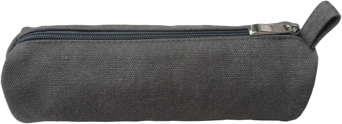 Heavy Canvas Stationery Portable Compact Simple Zipper Pencil Case and Durable Small Medicine Bag 1 Pack Khaki