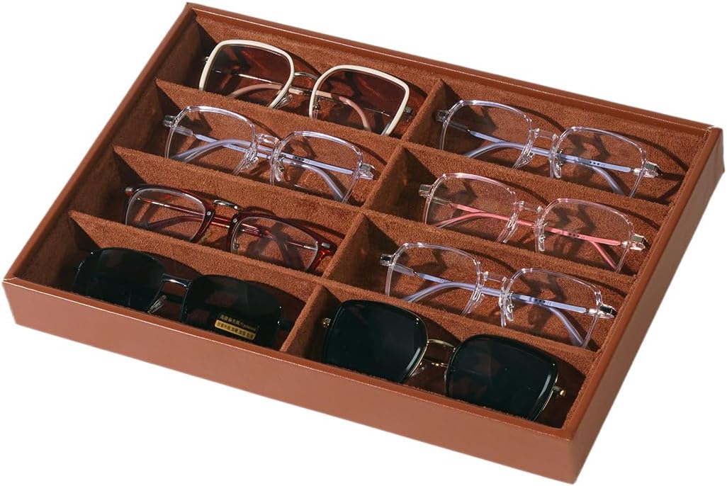 Glasses Holder Box Drawer Sunglass Organizer for Men Clear Storage Case 8 Slot Multiple Reading Glasses Display