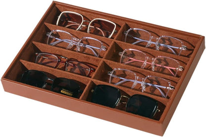 Glasses Holder Box Drawer Sunglass Organizer for Men Clear Storage Case 8 Slot Multiple Reading Glasses Display