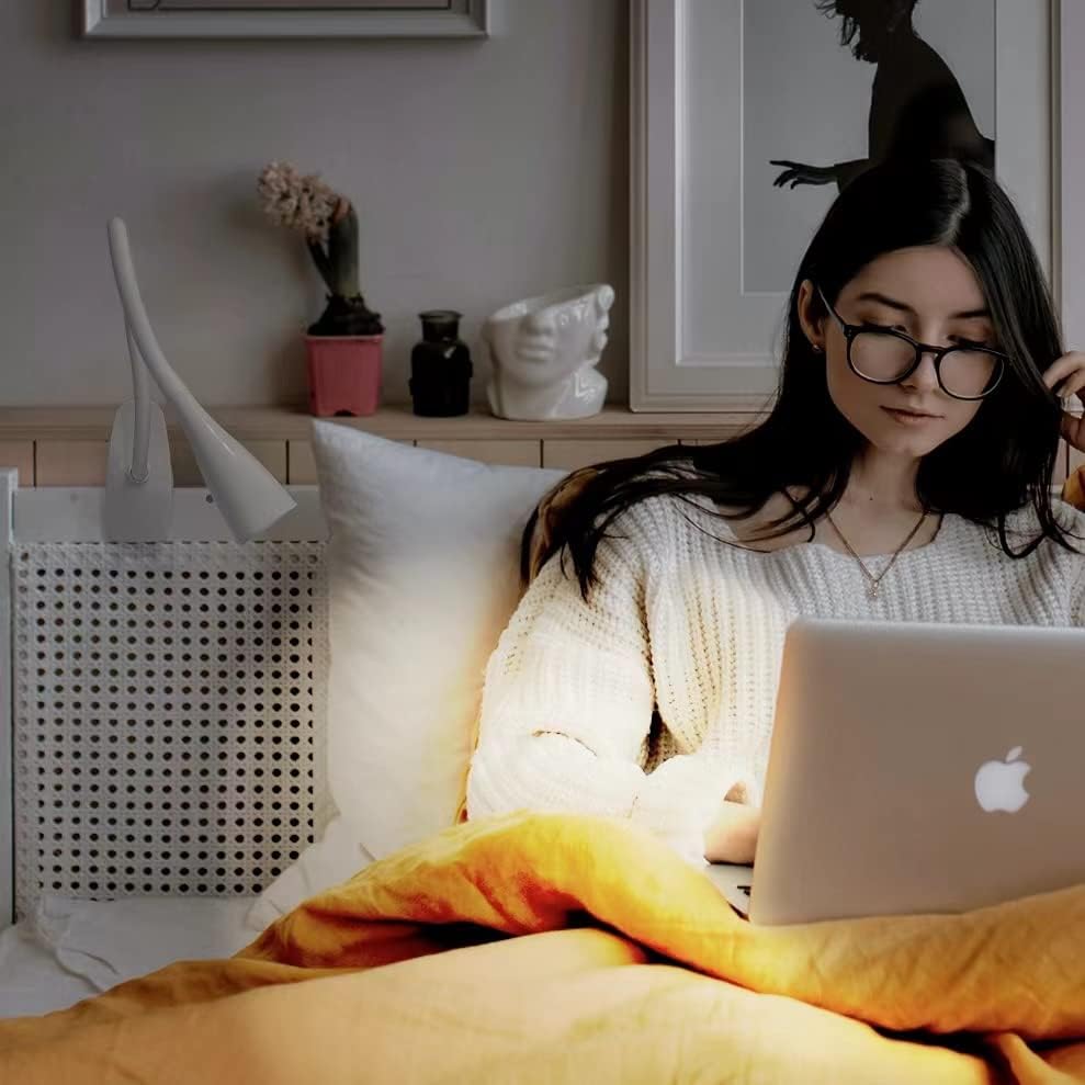 Book Light for Reading in Bed, Eye-Caring LED Reading Light, 360° Flexible Clip on headboard lamp, 5W 3000k Desk Lamp with Clamp for Bedroom, Office, Painting, Workbench and Sewing, Black