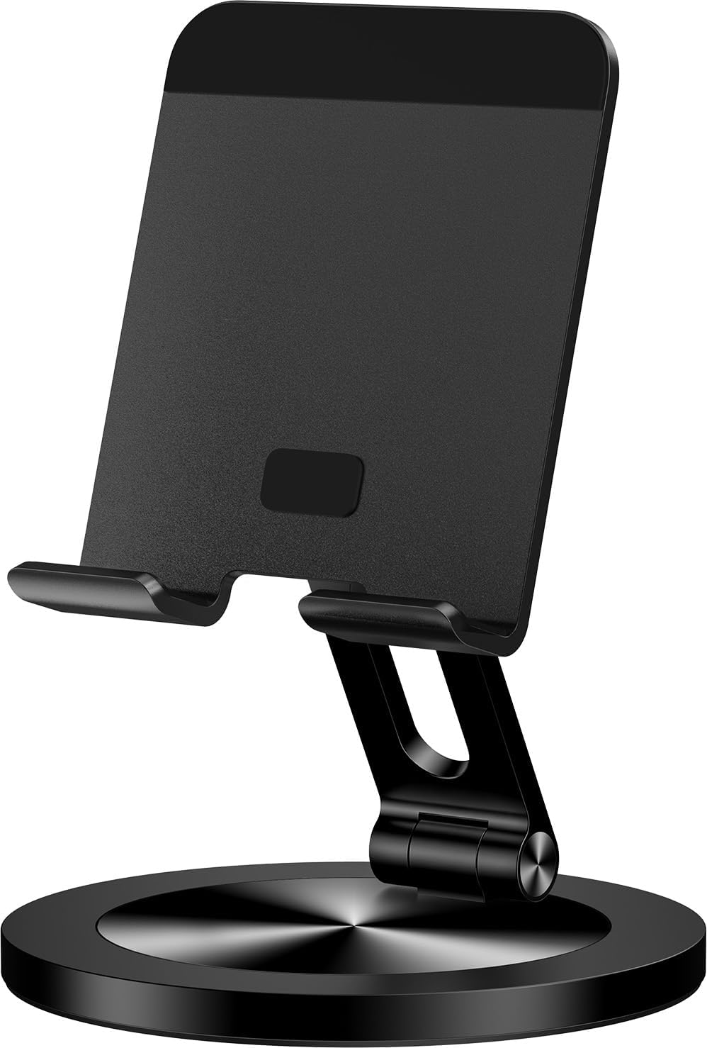 Phone Stand for Desk, 360° Rotating Dual Adjustable Foldable Holder, Heavy Solid All-Aluminum Base Anti-Slip Stable Support for Home Office Study, Fits iPhone Galaxy 4-8" Phones (Silver)