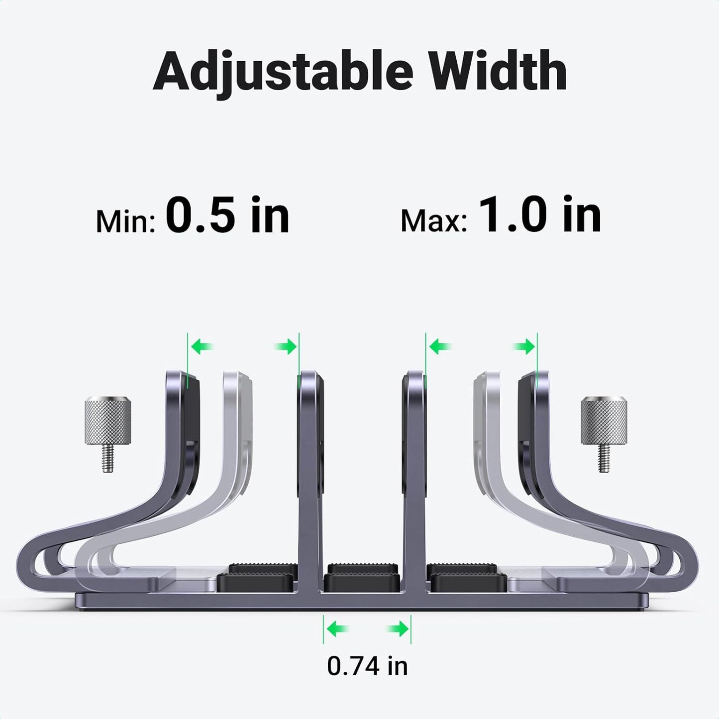 UGREEN 2-Slot Vertical Laptop Stand Holder Desk Compatible with MacBook Pro Air Laptop Stand Desktop Adjustable, Lenovo Ideapad, Surface Book, HP Notebook, Dell Chromebook Up to 17.3 Inch, Space Gray