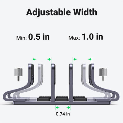 UGREEN 2-Slot Vertical Laptop Stand Holder Desk Compatible with MacBook Pro Air Laptop Stand Desktop Adjustable, Lenovo Ideapad, Surface Book, HP Notebook, Dell Chromebook Up to 17.3 Inch, Space Gray