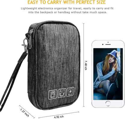 Electronic Organizer Bag Cable Organizer Travel Cord Organizer Case Pouch Portable Carrying Case for Charger Hard Drive Earphone USB SD Card (Black)