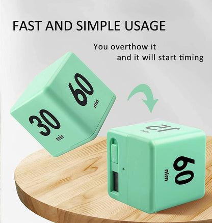 Cube Timer, Kids Timer with Gravity Sensor Flip 15 20 30 60 Mins Countdown Settings for ADHD, Time Management, Classroom, Productivity Workout, Kitchen, Cooking, Study (Pink)
