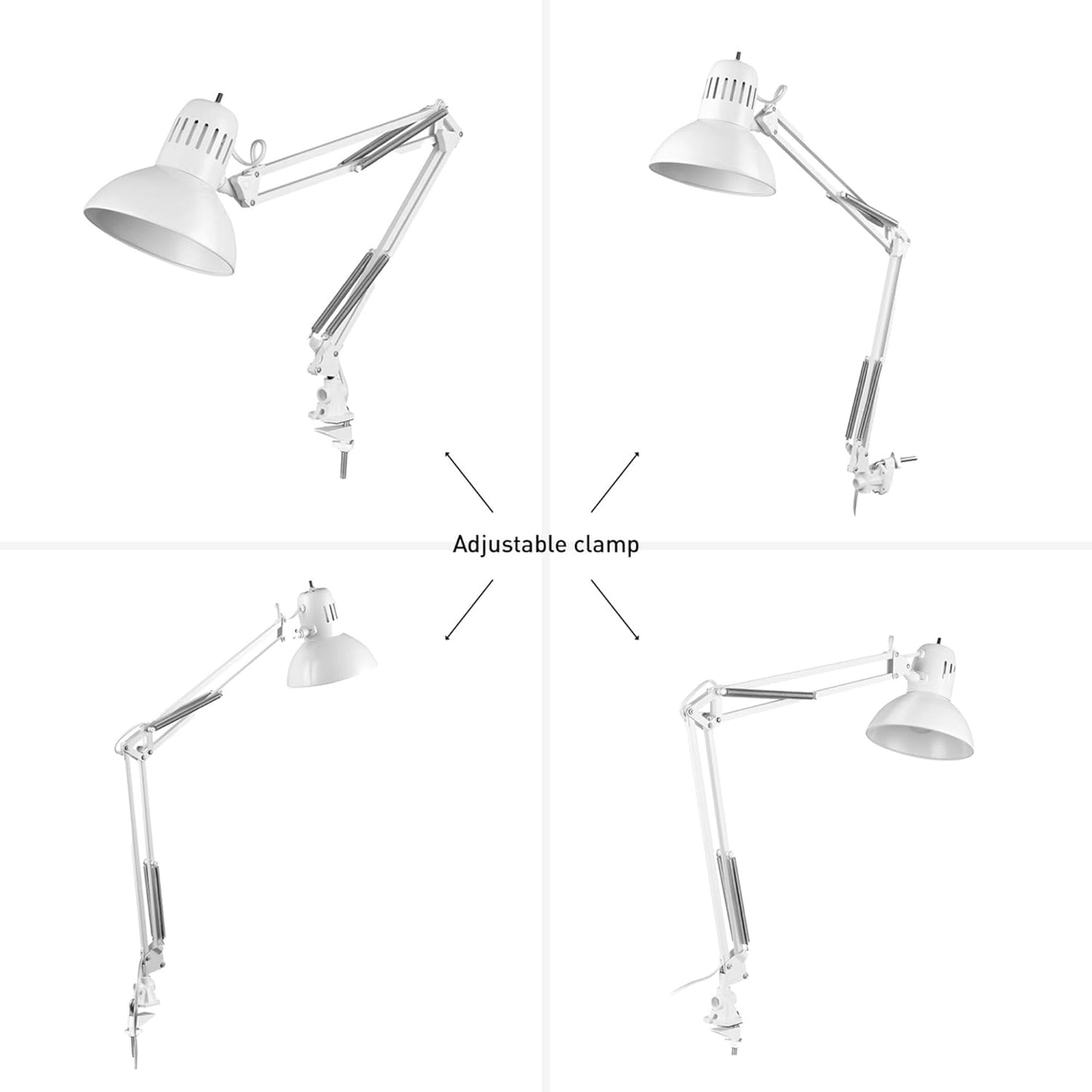 Globe Electric 12641 Architect 32" Swing-Arm Clamp-On Lamp, Black Architect, Finish, LED Bulb Included