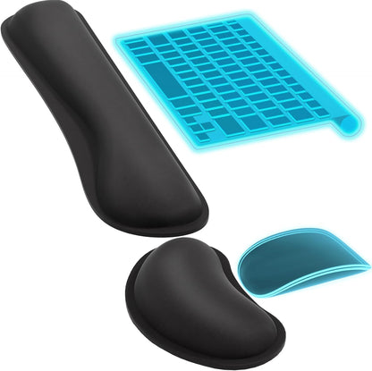 KTRIO Ergonomic Keyboard Wrist Rest and Mouse Pad with Wrist Rest Set, Memory Foam Wrist Support for Typing, Gaming, Office and Home Use, Black