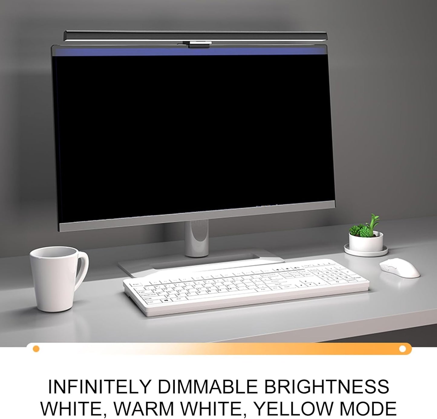 Zunate Monitor Light Bar, Stepless Dimmable Touch Control, 3 Color Modes, Asymmetric Light for Eye Protection, No Screen Glare, USB-C Powered, Fits Monitors & Laptops (White)