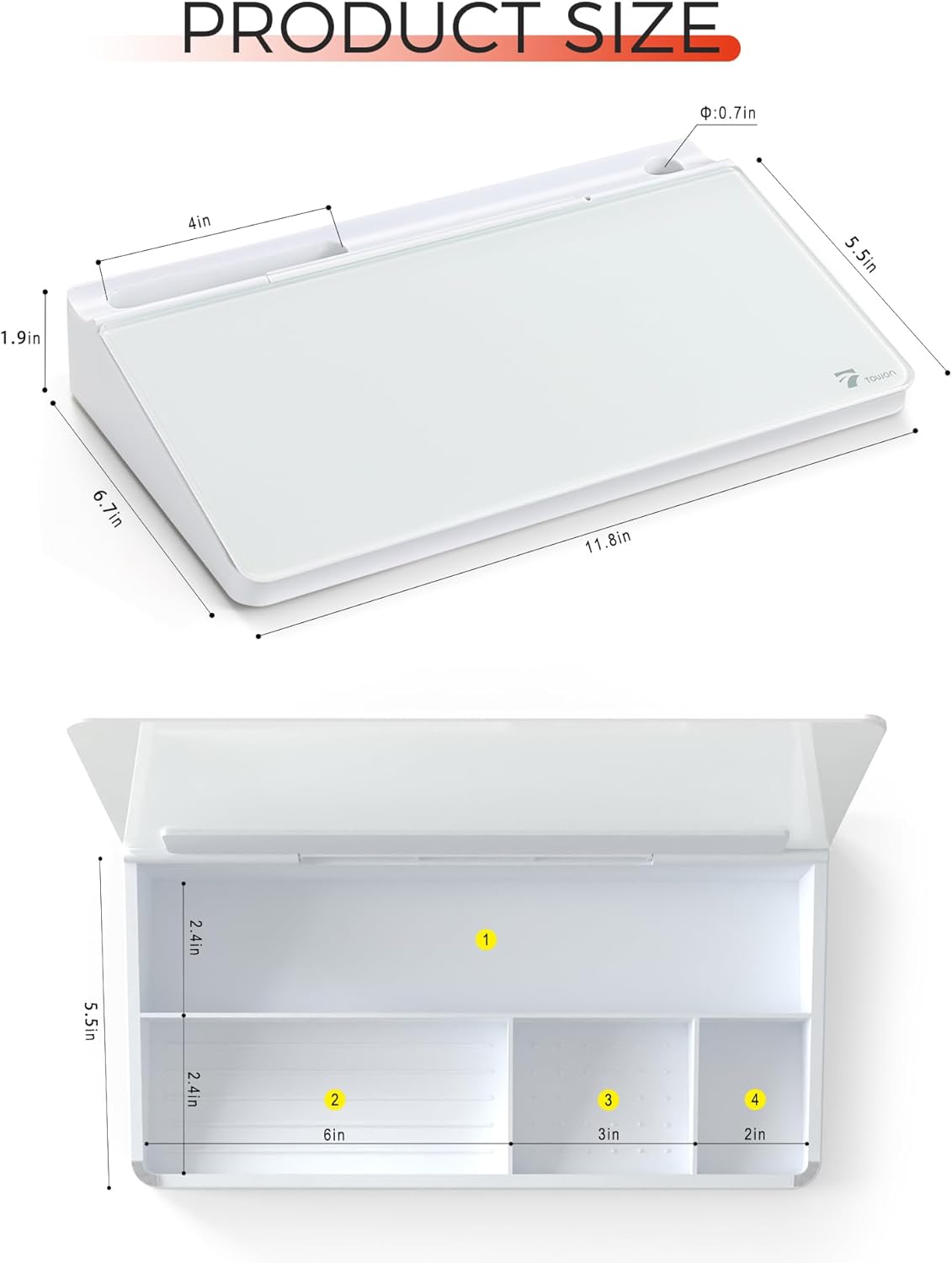 TOWON Small Compact Glass Desktop Whiteboard with Storage – 12 x 7 in Dry Erase Board for Desk, Home Office, School | Includes 5 Markers, Eraser & Holder | Space-Saving Organizer, Aesthetic Rose Gold