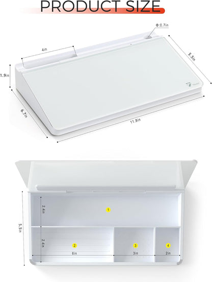 TOWON Small Compact Glass Desktop Whiteboard with Storage – 12 x 7 in Dry Erase Board for Desk, Home Office, School | Includes 5 Markers, Eraser & Holder | Space-Saving Organizer, Aesthetic Rose Gold