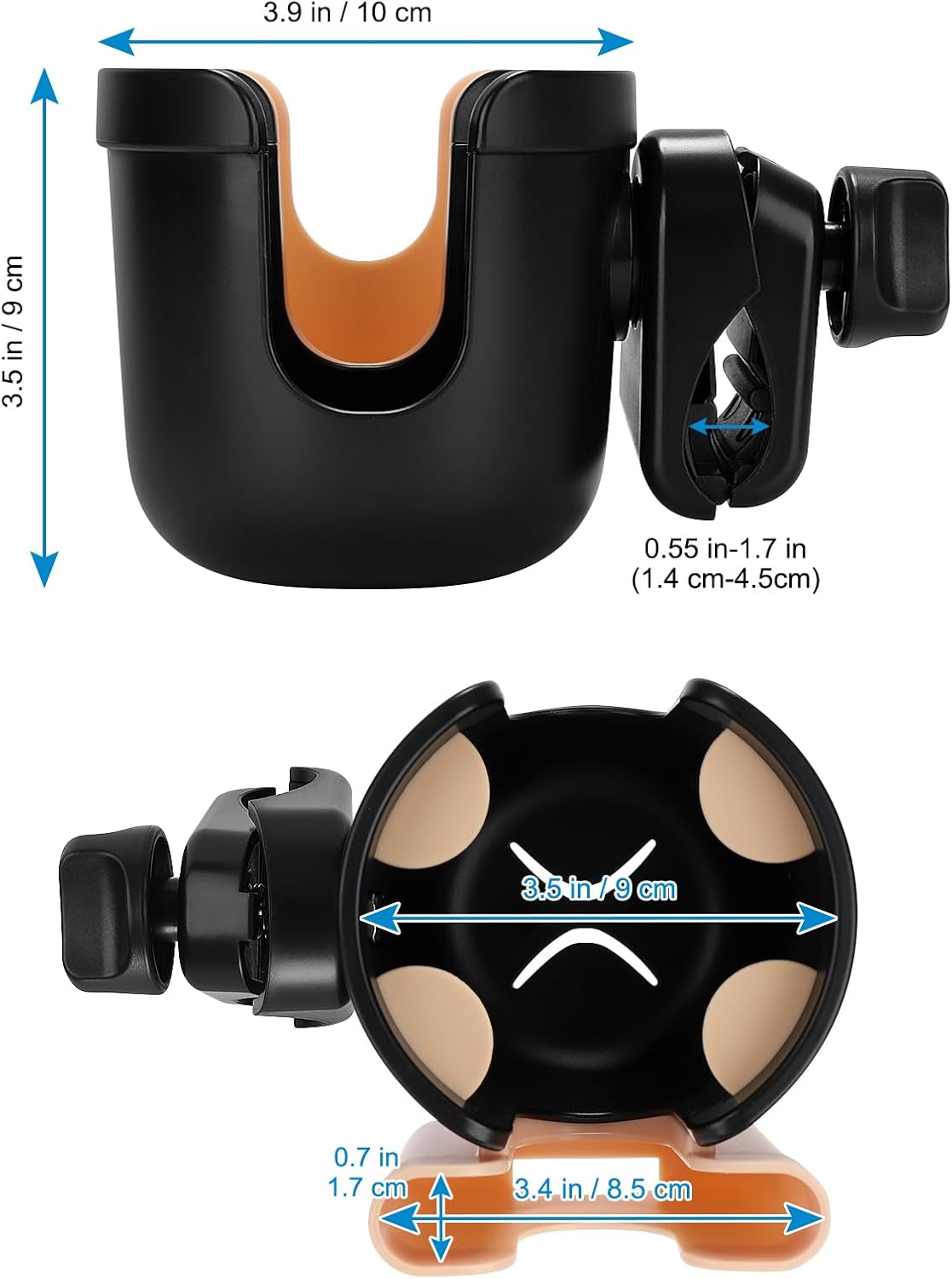 Accmor 2-in-1 Walker Cup Holder with Phone Holder, Wheelchair Cup Holder, Rollator Cup Holder, Cup Phone Holder for Walker, Wheelchair, Rollator, Mobility Scooter