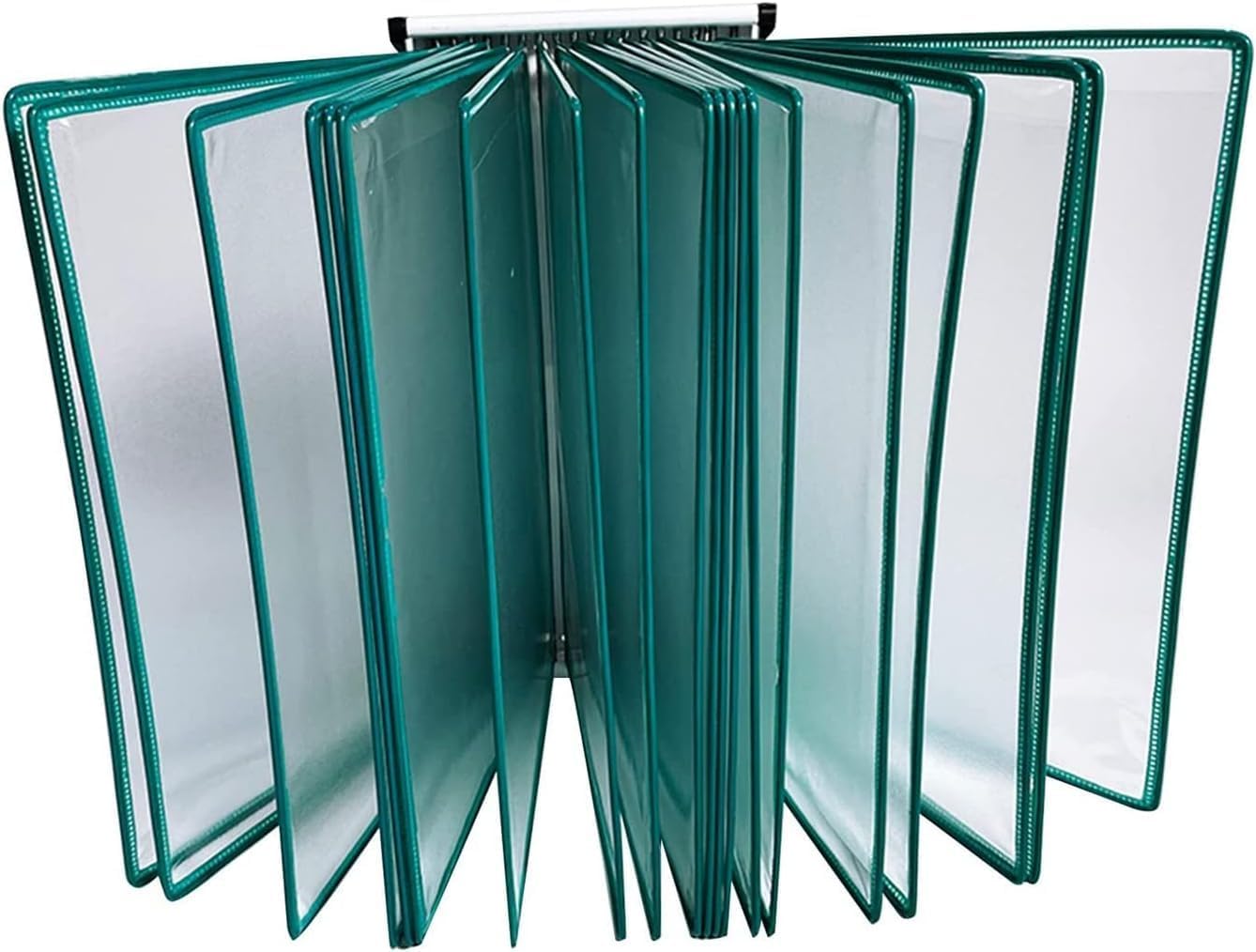 Wall Mount Reference and Display System - Wall Mount Catalog Display Rack, Wall Mounted Reference System, with 20 Easy-Load Pockets - 40 Sheet Capacity - A4 Letter Size (Green)