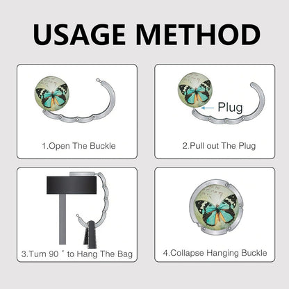 Foldable Purse Hook for Table, Purse Hanger for Table, Desk Bag Hook, Desk Purse Hook, Purse Holder for Table - Compact Portable Multi-Use Design, Aluminum Alloy Handbag Hanger, 3 Pcs (Style A)