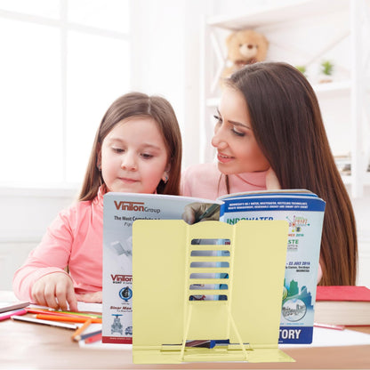 Honagu Book Stand Metal Desk Book Holder, Book Holders for Reading Hands Free, Adjustable Cookbook Documents Holder, Portable Bookstand for Music Books, Textbook, Recipe, Tablet, Ipad (Black)