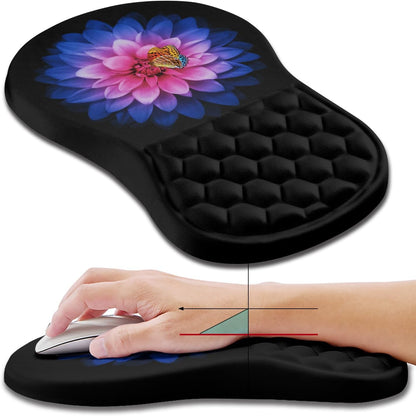 Hokafenle Ergonomic Mouse Pad Wrist Support, Wrist Rest Mousepad for Carpal Tunnel Pain Relief with Integrated Memory Foam Slope Massage Bulge (11.8x7.9 inch,Topographic Contour)
