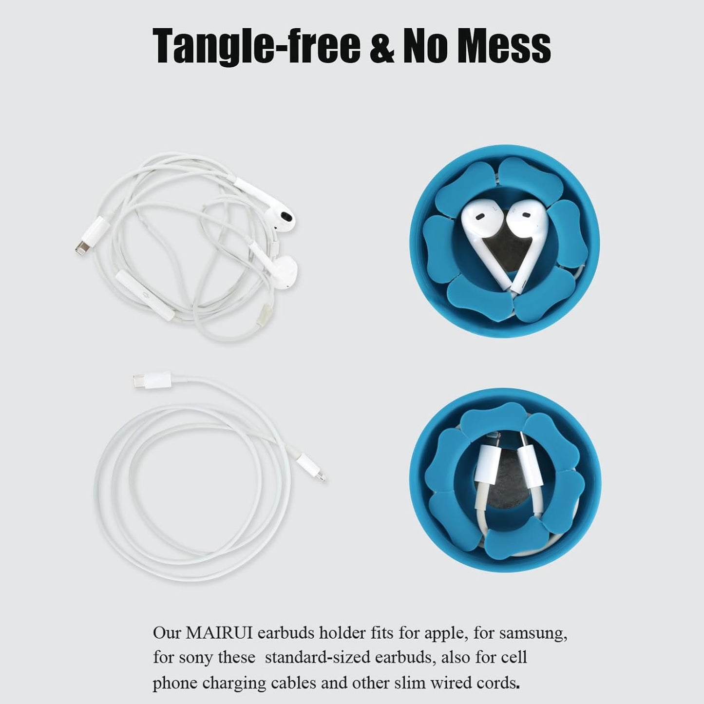MAIRUI Wired Earbud Case 3 Pack Earphone Headphone Cord Organizer Earbuds Wrap Soft Silicone Magnetic Holder Storage Tangle Free Cable Winder(Red/Blue/Green)