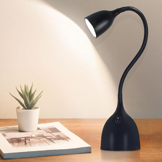 EJIAXIN Desk Lamp for Home Office - Clip on Reading Light and Bed Headboard Clamp Lamp, Bedside Gooseneck Table Lamp, Clip on Desk Lamps, Eye-Caring Desk Lamp for College Dorm Room Study Lamp, White