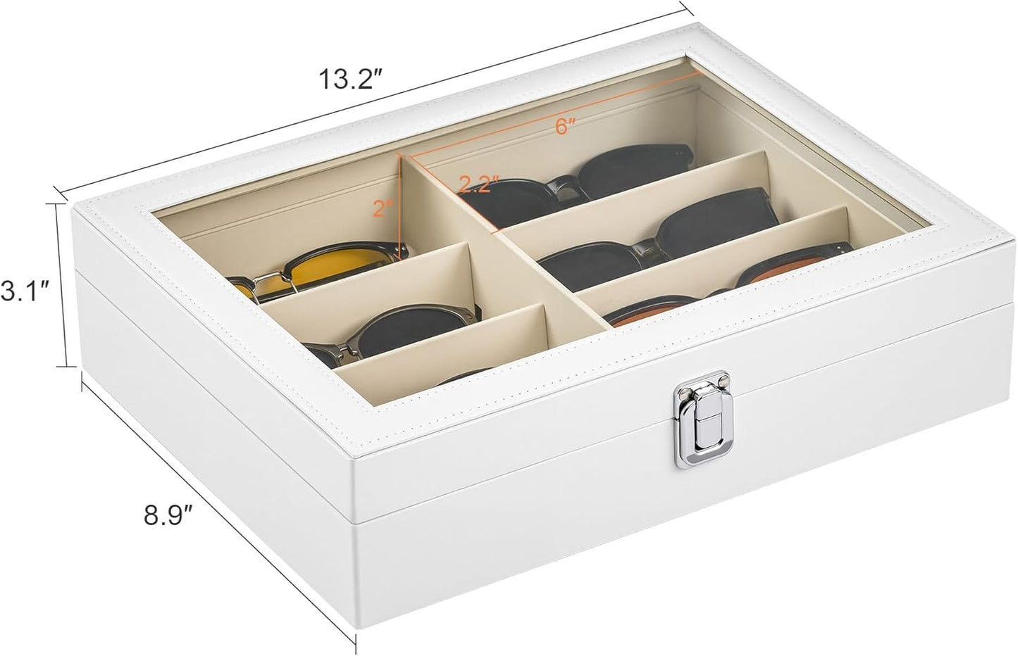CO-Z Leather Multi Sunglasses Organizer for Women Men, Eyeglasses Eyewear Display Case with 8 Slots, Jewelry Watch Organizer, Sunglasses Jewelry Collection Case, Sunglass Glasses Storage Holder Box