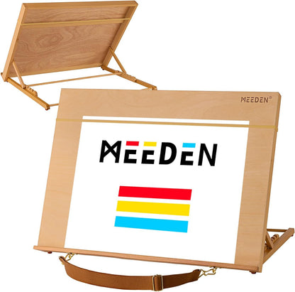 MEEDEN Extra Large(20"x 30") Wooden Tabletop Easel for Painting, 5-Position Adjustable Drawing & Sketching Board, Portable Beechwood Desktop Art Easel Stand for Adults, Artists, Beginners & Student