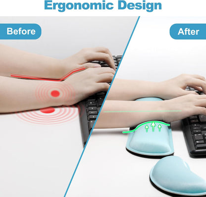 Gimars Upgrade Enlarge Silky and Superfine Fabric Gel Memory Foam Keyboard Wrist Rest Set, Ergonomic Keyboard Mouse Wrist Support for Typing Pain Relief, Comfort for Office, Gaming, Computer, Black