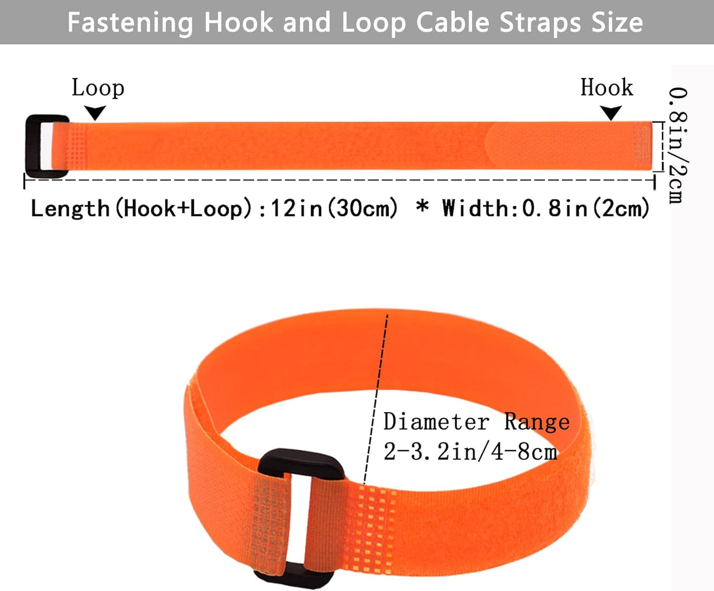 20 Pack (12 x 1 Inch) Reusable Fastening Cable Straps,Adjustable Multi-Purpose Hook and Loop Straps Nylon Cable Ties for Wire Cable Management Home Office Garage Outdoor Organization