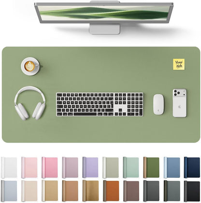 YSAGi Large Extended PU Leather Desk Pad Protector – Non-Slip Waterproof Desk Mat for Office & Home, Easy Clean Mouse Pad & Laptop Writing Blotter 35.4"x17" Black - Colors A