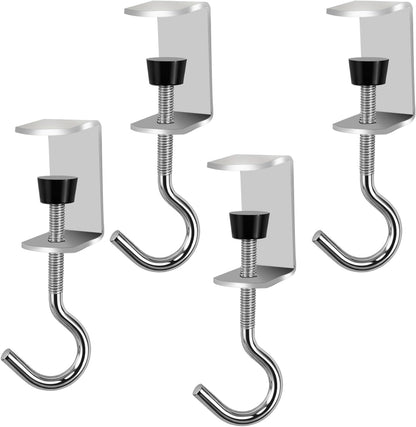 Heavy-Duty Desk Hook Table Clamp Hooks Hanging Bag Backpack, 6 Pcs Metal Rust-Resistant Shelf Hooks, Adjustable Desktop Mounting Hook (6 pcs)