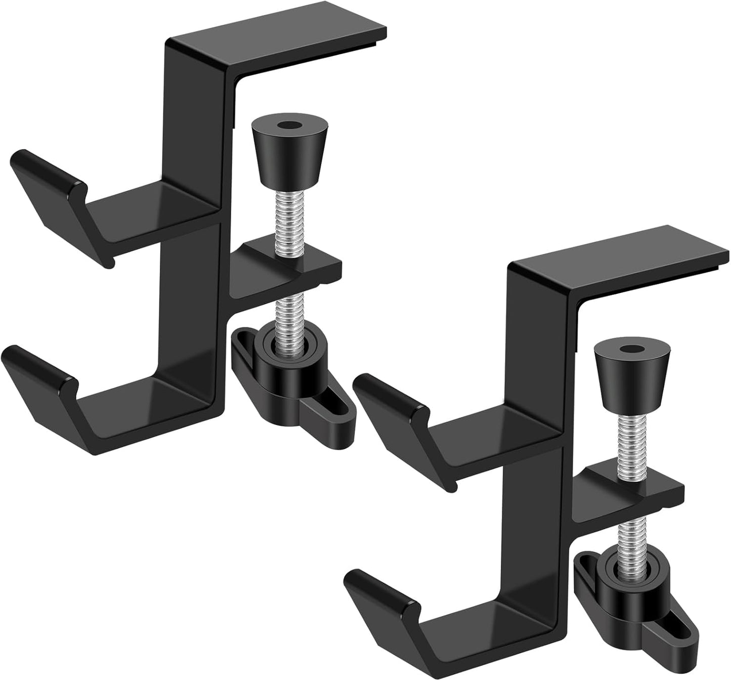 Desktop Hook Under-Table Handbag Hanger Wallet Hook Simple for Holiday Decoration Desktop Backpack Rack Headphone Hanger 2-Piece Pack Double Hook (Black)
