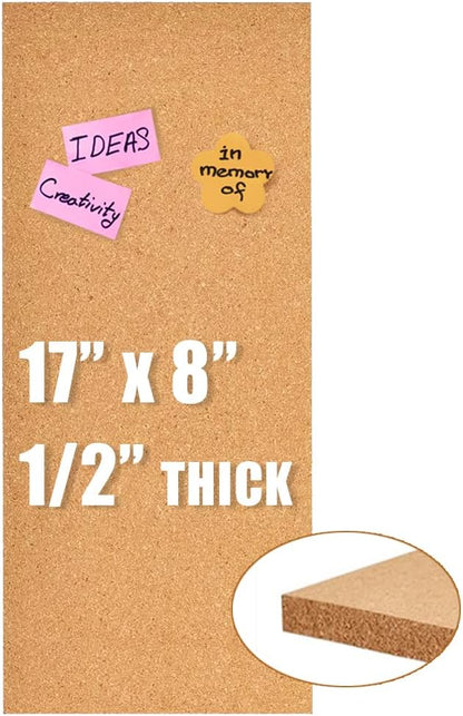 17x8 Corkboard Tiles Bulletin Board, 1/2" Thick Self-Adhesive Cork Boards for Walls, Cork Tiles Vision Board for Home, Office, School, Bulletin Board Decorations(12mm,1pc)