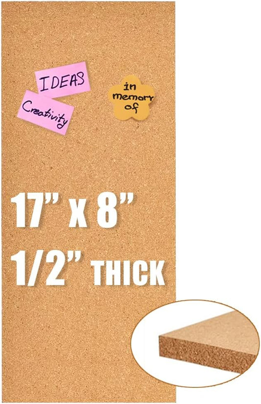 17x8 Corkboard Tiles Bulletin Board, 1/2" Thick Self-Adhesive Cork Boards for Walls, Cork Tiles Vision Board for Home, Office, School, Bulletin Board Decorations(12mm,1pc)