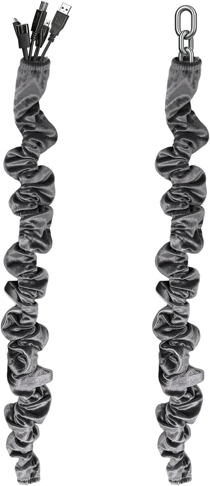Chandelier Cord Cover Gray 2 Pack with Touch Fasteners,70.8inches Brushed Polyester Fabric Chain Sleeve for TV Cord Cover Decorative Wire Hider Easy Install Convenient for Wire Management