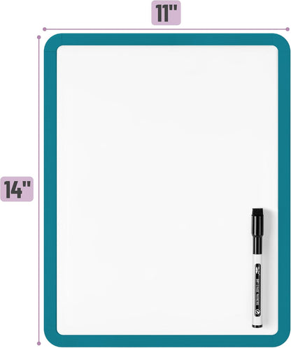 Mr. Pen- Dry Erase Board, 14” x 11” with a Black Dry Erase Marker, White Frame, Small Mini White Board for Students, Fridge, Wall, Locker, Includes Double Sided Tapes