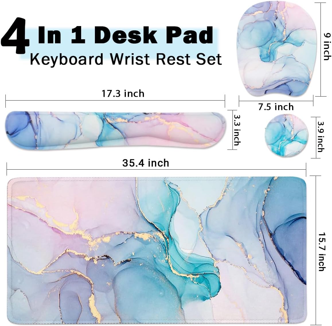 WB WEIRDBEAST Keyboard Wrist Rest Large Mouse Pad Wrist Support for Computer, 4 in 1 Memory Foam Keyboard Pad Desk Mat Ergonomic Hand Rest Wrist Cushion for Home Office Gaming-Pink