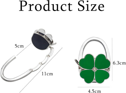 Purse Hook for Table, Clover Design Foldable Purse Holder for Table, Portable Bag Holder - Folding Handbag Hanger | Hangs Almost Anywhere(White)