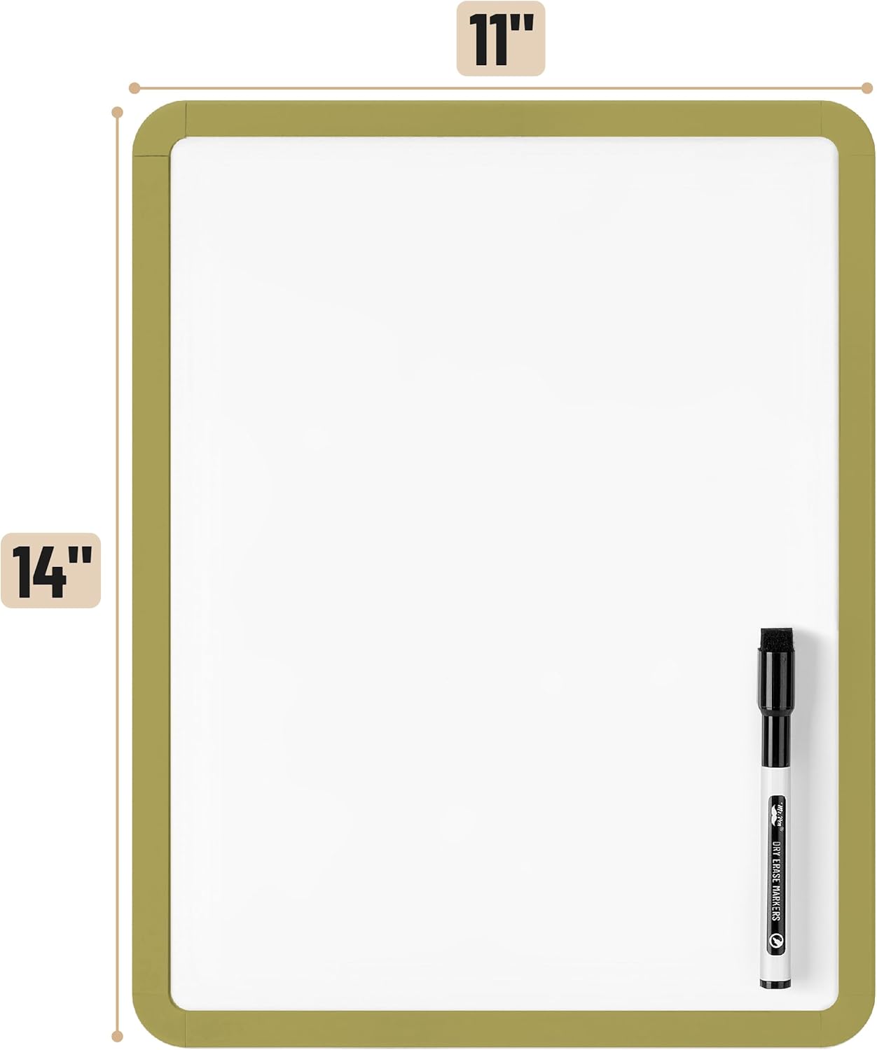 Mr. Pen- Dry Erase Board, 14” x 11” with a Black Dry Erase Marker, White Frame, Small Mini White Board for Students, Fridge, Wall, Locker, Includes Double Sided Tapes