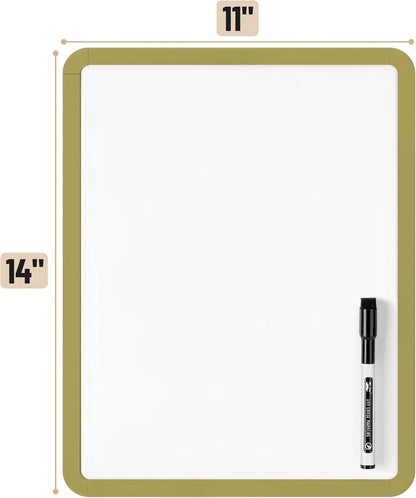Mr. Pen- Dry Erase Board, 14” x 11” with a Black Dry Erase Marker, White Frame, Small Mini White Board for Students, Fridge, Wall, Locker, Includes Double Sided Tapes