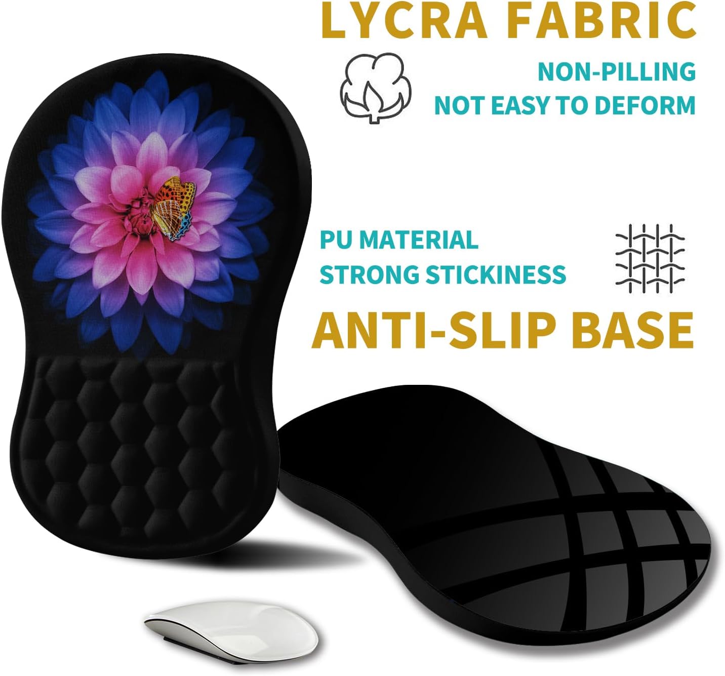Hokafenle Ergonomic Mouse Pad Wrist Support, Wrist Rest Mousepad for Carpal Tunnel Pain Relief with Integrated Memory Foam Slope Massage Bulge (11.8x7.9 inch,Topographic Contour)