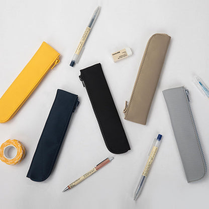 Canvas Pencil Case Small Pencil Pouch Slim Lightweight Pen Case Holder Cute Zipper Bag for School Office