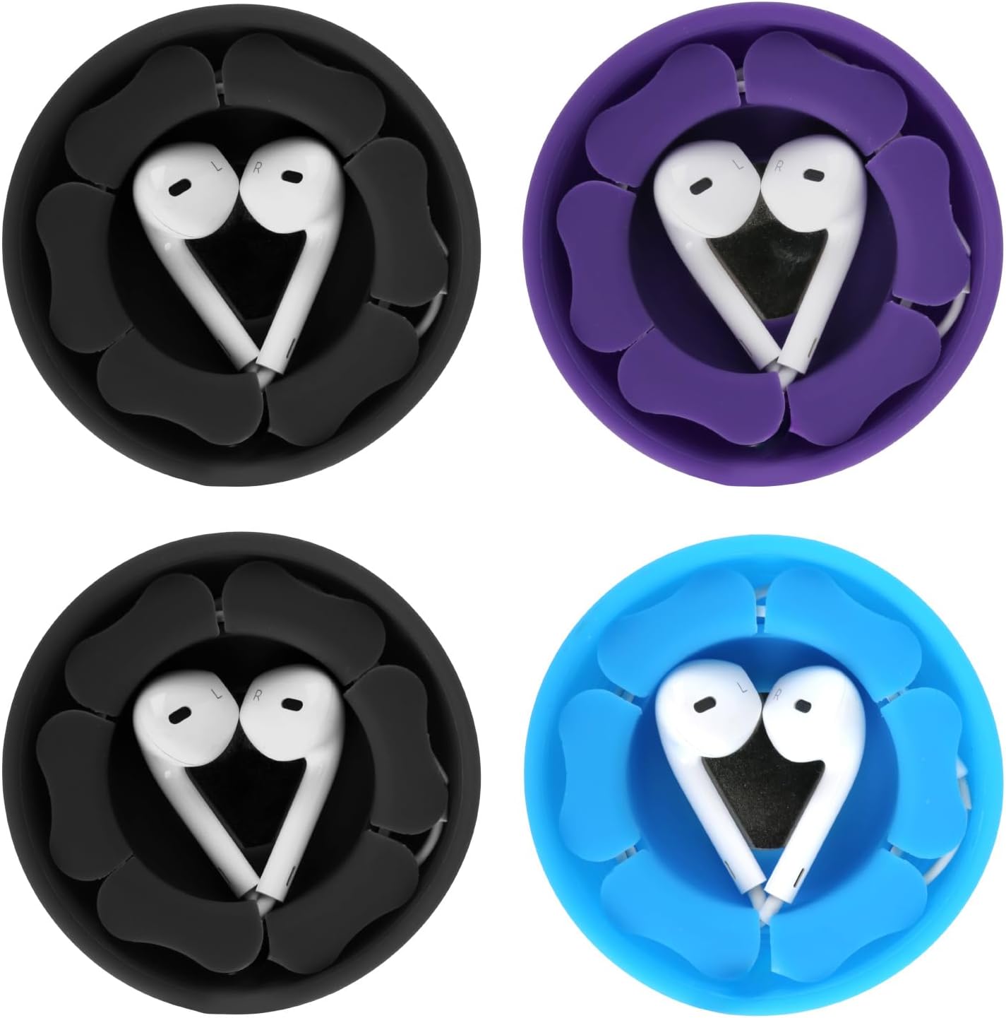 MAIRUI Wired Earbud Case 3 Pack Earphone Headphone Cord Organizer Earbuds Wrap Soft Silicone Magnetic Holder Storage Tangle Free Cable Winder(Red/Blue/Green)