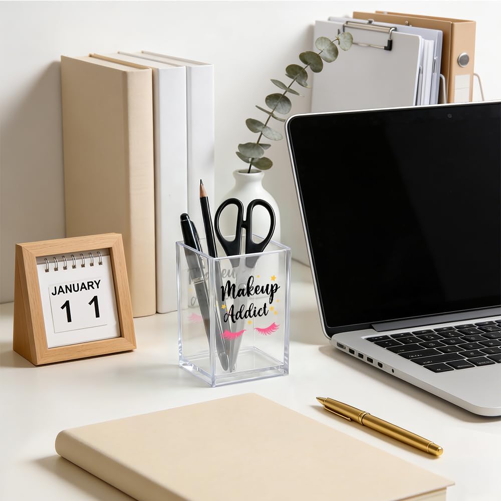 The Makeup Artist Acrylic Cosmetic Pencil Pen Holder, Funny Vanity Accessories for Girls, Makeup Brushes Holder for Beauty Specialist Esthetician, Make Up Artist MUA Appreciation Gifts