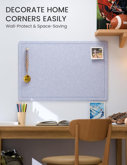 Fluxynara Bulletin Board, 23.6" x 17.5" Cork Board Alternative with 12 Safe Removable Adhesive Tabs, Foldable Felt Pin Board for Home Office, Classroom, Bedroom,Entryway for Walls—Sage