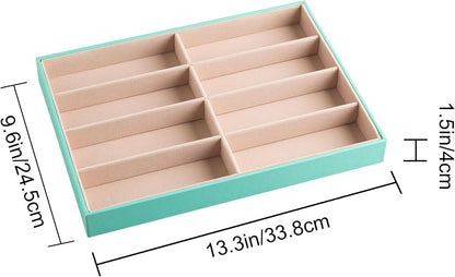 Frebeauty Sunglass Organizer,PU Leather Glasses Organizer,8-Slot Sunglasses Tray,Men's/Women's Sunglasses Box,Sunglass Case,13.3 x 9.6 x 1.5 Inches,Eyeglass/Eyewear Display Tray(Grey)