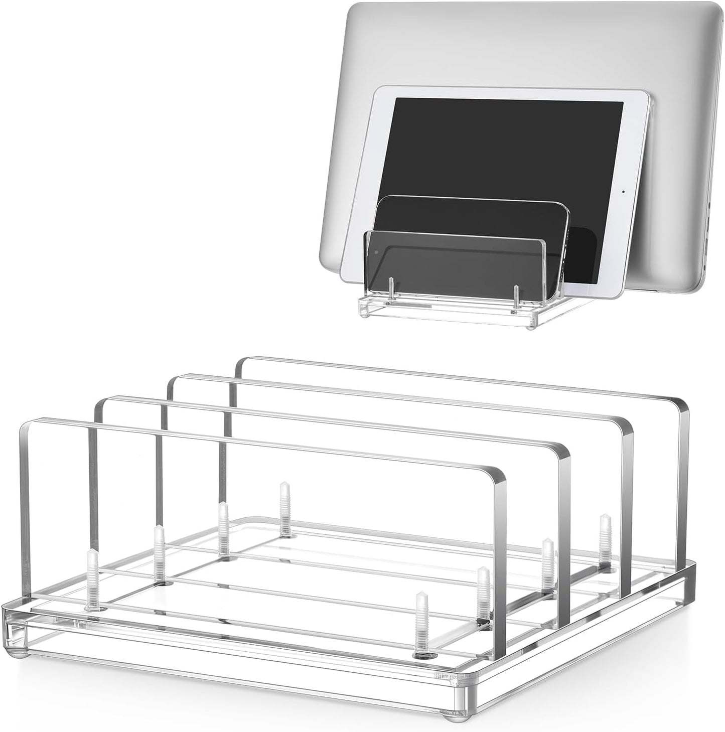 Chunful Adjustable Vertical Laptop Stand for Desk, Acrylic 3 Slot Laptop Holder Desktop, Invisible Desktop Notebook Dock for Notebook Computer, All Gaming Laptops up to 17''