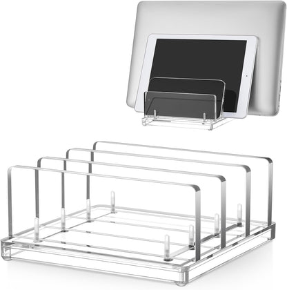Chunful Adjustable Vertical Laptop Stand for Desk, Acrylic 3 Slot Laptop Holder Desktop, Invisible Desktop Notebook Dock for Notebook Computer, All Gaming Laptops up to 17''