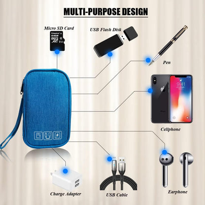 Electronic Organizer Bag Cable Organizer Travel Cord Organizer Case Pouch Portable Carrying Case for Charger Hard Drive Earphone USB SD Card (Black)