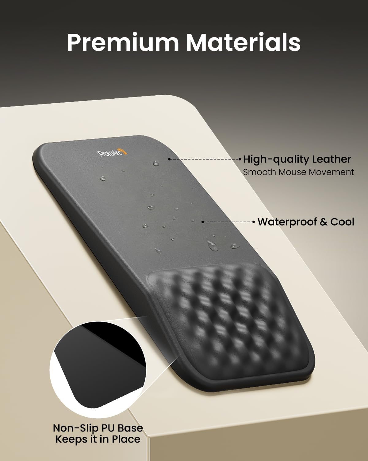 ProtoArc Ergonomic Mouse Pad with Wrist Rest, MP50 Mousepad with Massage Design, Soft Memory Foam and Non-Slip PU Base for Pain Relief, Desk, Home, Office, 12x8 Inches, Black